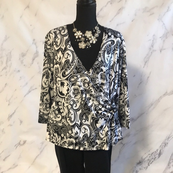Notations Tops - Black and White Blouse
